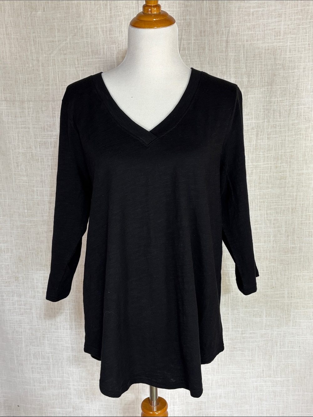 NWT Pact women’s black relaxed slub A-line tunic size L 100% organic cotton